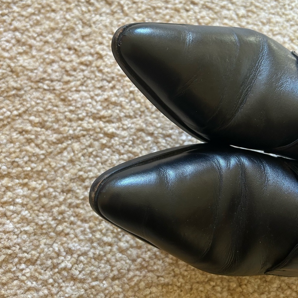 ZARA Black Leather Pointed Toe Dress Shoes Size 8 - Picture 5 of 8